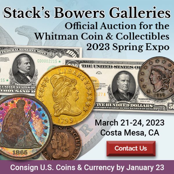 Stacks-Bowers E-Sylum ad 2023-01-15 Consign