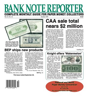 Bank Note Reporter 1999-10 front page