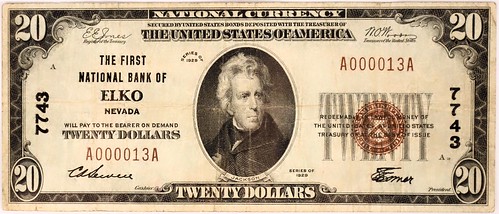 $20 First National Bank of Elko, Nevada