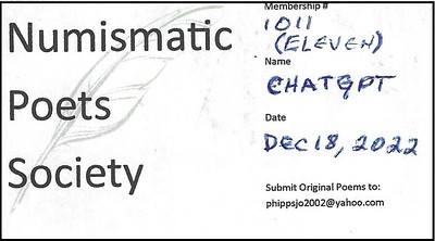 ChatGPT Numismatic Poets Society membership card