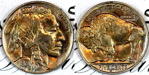 1931-S Buffalol Nickel Toned