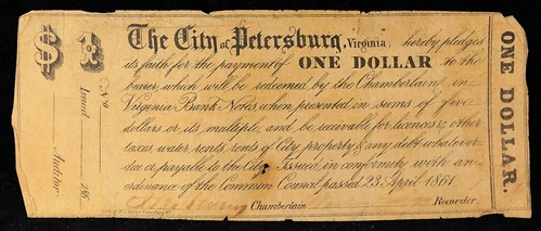 1861 Petersburg, VA Obsolete Banknote