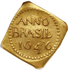 Brazil 1646 gold 6 Florins obv
