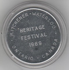 1969 Kitchener-Waterloo Heritage Festival medal obverse, compliments of Bill English, RCNA Convention 2014 Mississauga