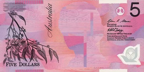 Australian 5 Dollar note without Queen