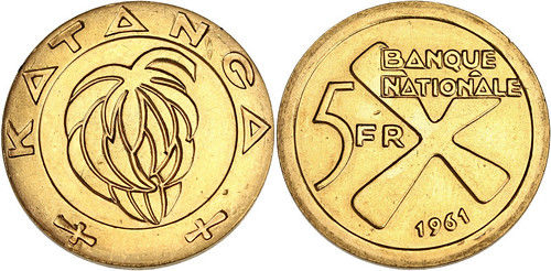 MDC E-Auction 5 Lot 319 Katanga. 5 francs 1961