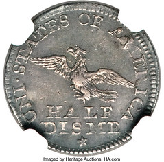 1792 Half Disme Valentine plate coin reverse
