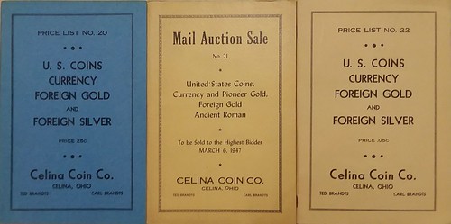 Celina Coin Co. Pricelists 20,21,22