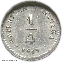 1859 Mexico Quarter Real reverse