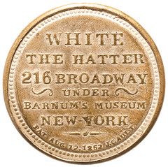 EAHA 2023-02 Sale Lot 174 White The Hatter One Cent Encased Postage Stamp reverse
