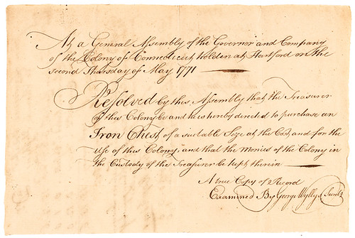 EAHA 2023-02 Sale Lot 052 Document Iron Chest to Store the Monies of the Colony of Connecticut