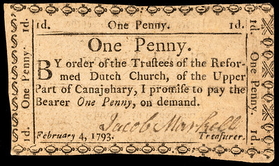 EAHA 2023-02 Sale Lot 055 Dutch Church of Upper Canajohary One Penny Note front