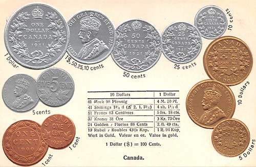 Canada coin postcard