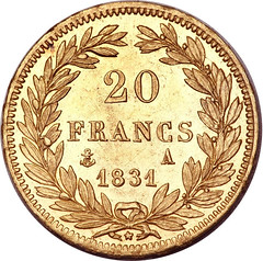 SSCA 1831-A 2-Franc Gold Coin reverse