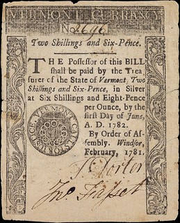 1781 Vermont Note front