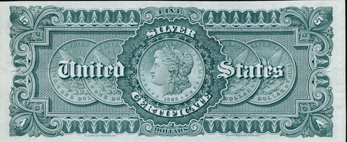 1886 $5 Silver Certificate back