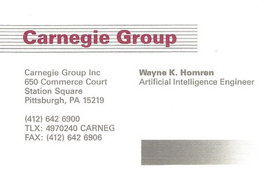 Wayne Homren Business Card Artificial Intelligence Engineer