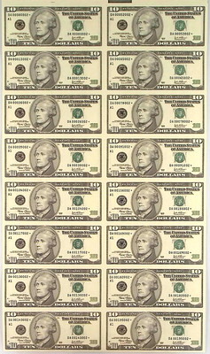 WBNA Sale US2 Lot 2003 Sheet $10 notes