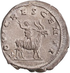 Antoninianus of Valerian, Infant Jupiter on a goat reverse
