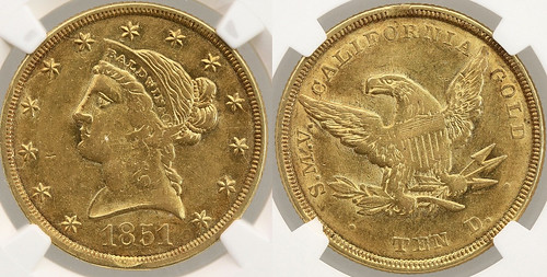 1851 SMV Ten Dollar Gold