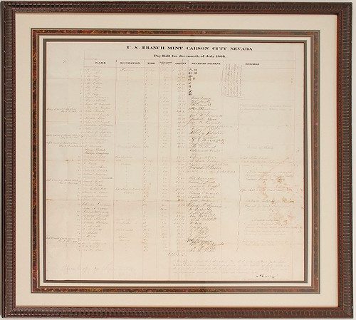 Carson City Mint Payroll for July 1866