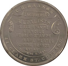 Admiral Dewey Store Card for Engraver C. H. Hanson reverse