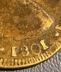 Counterfeit 1801 peru 2 Reales closeup date
