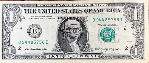 Bernie Sanders Overstamp on $1 bill