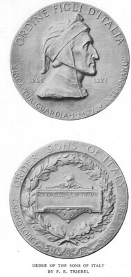 1923 NYC Sculpture Exhibit Sons of Italy medal
