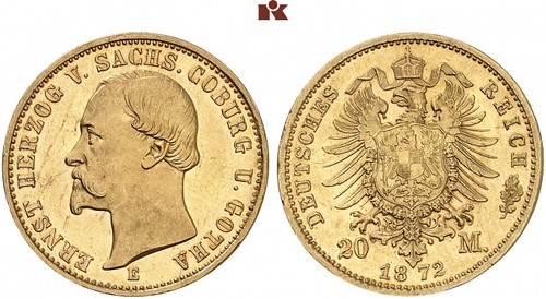 1872 German Empire 20 Marks