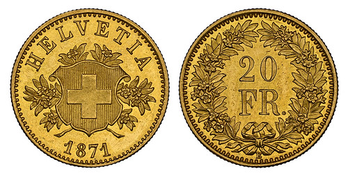 1871 Switzerland Pattern 20 Francs