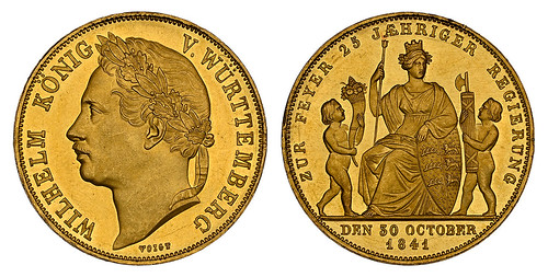 1841 Württemberg. Wilhelm I 4 Ducats