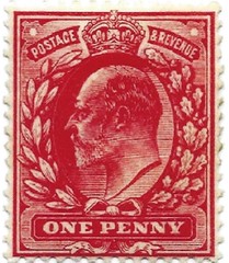 King Edward VII one penny satamp by Emil Fuchs