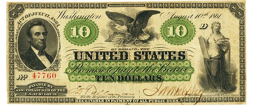 St. Louis $10 Demand note (front)