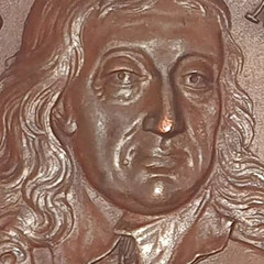 John Milton medal closeup - rubbed nose