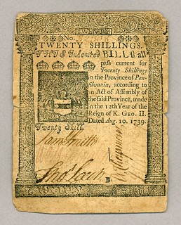 Pennsylvania 20 shillings face