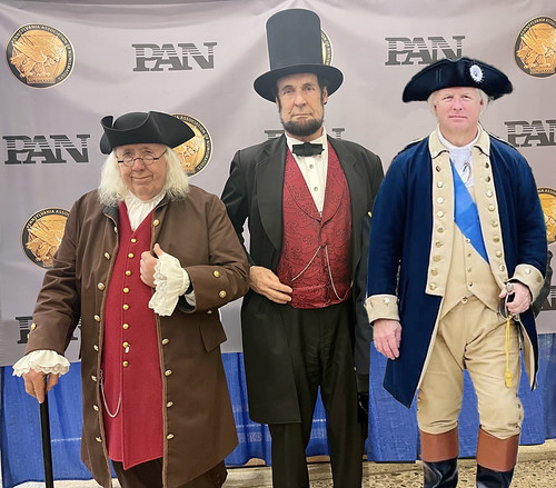 Ben Franklin, Abe Lincoln, George Washington impersonators