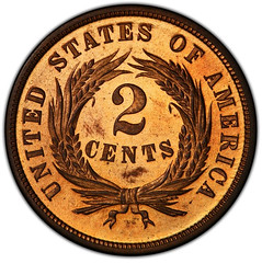1865 Proof Two Cent Piece
