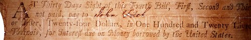 1778 United States Loan office Bill of Exchange watermark