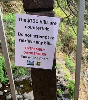 Multnomah Falls fakes 100s sign