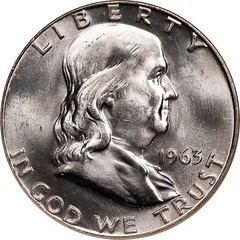 Example of a 1963 Denver Mint half dollar