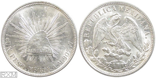 Mexico 1898 peso (1949 restrike)