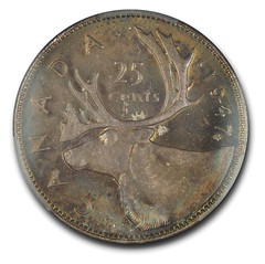 1947 Canada Maple Leaf 25 Cents reverse