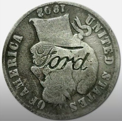 Ford counterstamp on Barber coin
