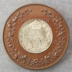 Victoria Jubilee Medal reverse inlaid 1901 sixpence