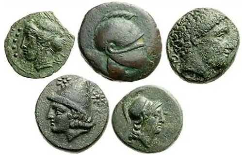 Five_Greek_Bronze coins