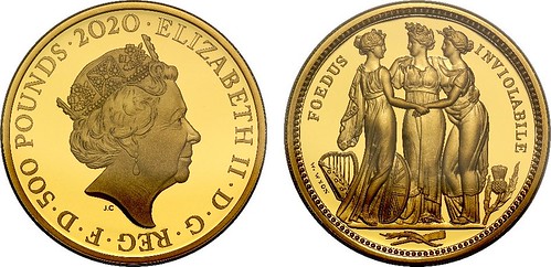 Sovereign Rarities Sale 10 Lot 222 Elizabeth II 2020 gold proof 5oz 'Three Graces'