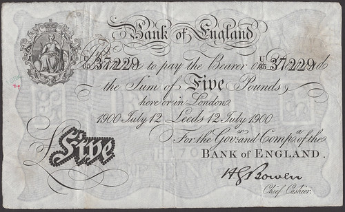 Bank of England, Horace G. Bowen, £5, Leeds please credit Noonans 1