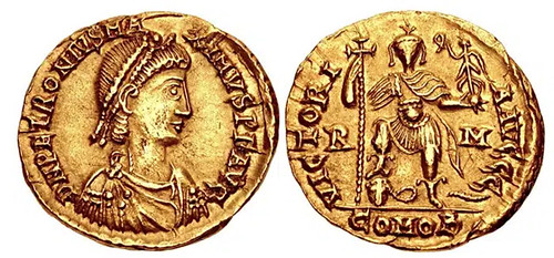 Gold Solidus of Petronius Maximus