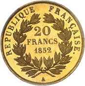 MDC 2023-10 French Collection Sale Lot 249 20 francs Louis-Napoleon Bonaparte reverse